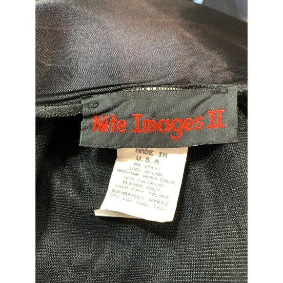 VTG Y2K Grunge Goth Nite Images Mesh Sheer Black Button-Up Shirt Satin Pockets M - Picture 3 of 6